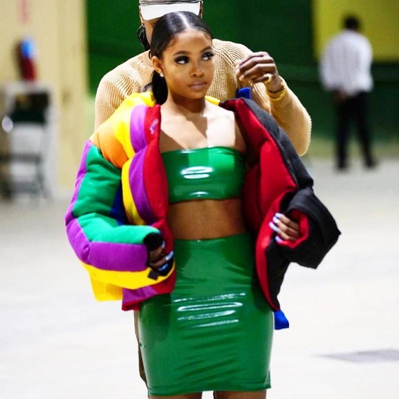 Green latex two piece set - Picture 1 of 2